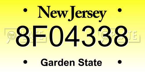 8F04338 New Jersey License Plate