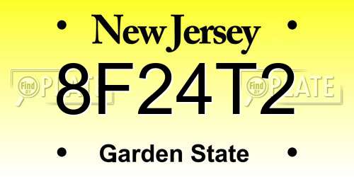 8F24T2 New Jersey License Plate