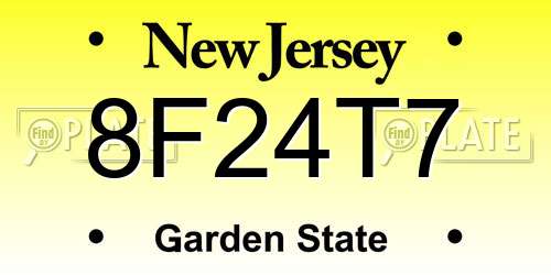 8F24T7 New Jersey License Plate