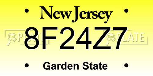 8F24Z7 New Jersey License Plate