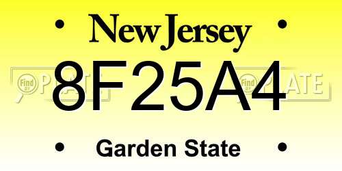 8F25A4 New Jersey License Plate