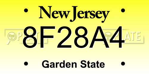 8F28A4 New Jersey License Plate