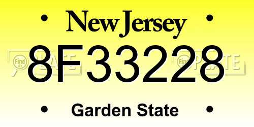 8F33228 New Jersey License Plate