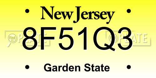 8F51Q3 New Jersey License Plate
