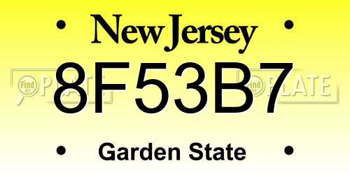 8F53B7 New Jersey License Plate