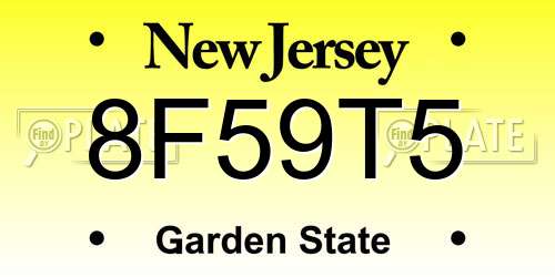 8F59T5 New Jersey License Plate