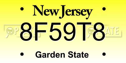 8F59T8 New Jersey License Plate