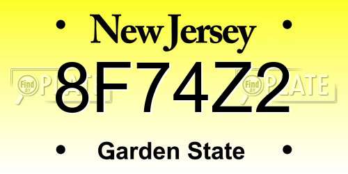 8F74Z2 New Jersey License Plate