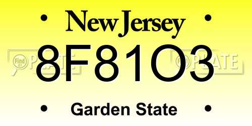 8F81O3 New Jersey License Plate