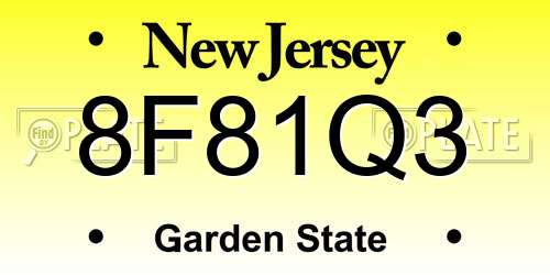 8F81Q3 New Jersey License Plate