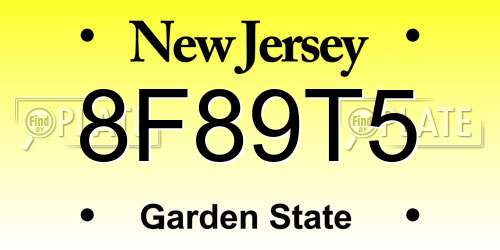 8F89T5 New Jersey License Plate