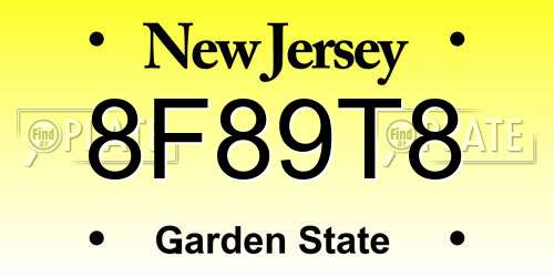 8F89T8 New Jersey License Plate
