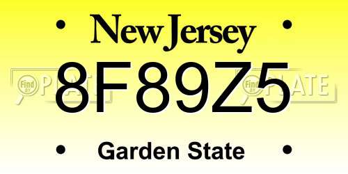 8F89Z5 New Jersey License Plate