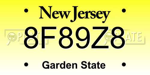8F89Z8 New Jersey License Plate