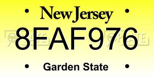 8FAF976 New Jersey License Plate