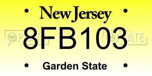 8FB103 New Jersey License Plate