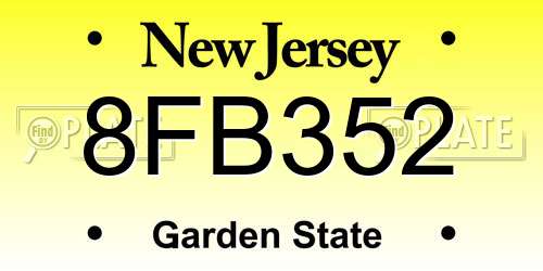 8FB352 New Jersey License Plate