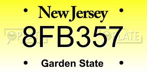 8FB357 New Jersey License Plate