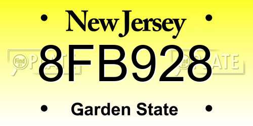 8FB928 New Jersey License Plate