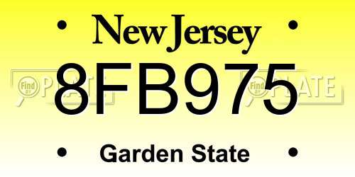 8FB975 New Jersey License Plate