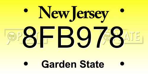 8FB978 New Jersey License Plate