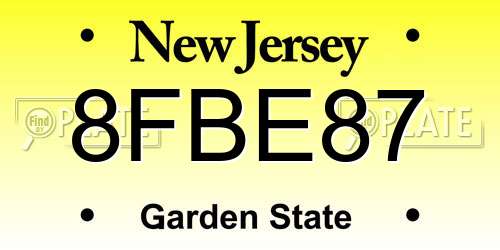 8FBE87 New Jersey License Plate