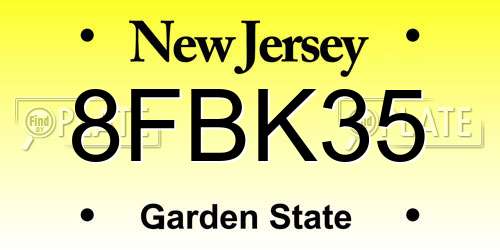 8FBK35 New Jersey License Plate