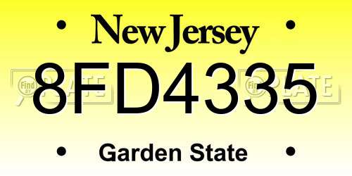 8FD4335 New Jersey License Plate