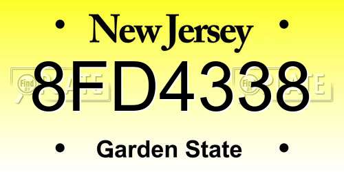 8FD4338 New Jersey License Plate
