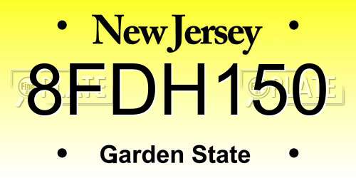 8FDH150 New Jersey License Plate