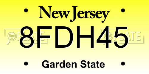 8FDH45 New Jersey License Plate