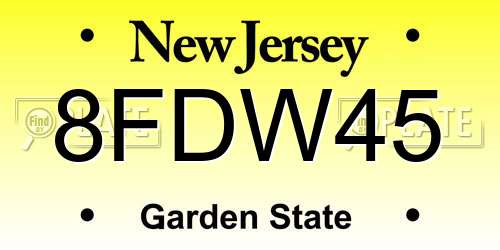 8FDW45 New Jersey License Plate