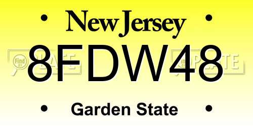 8FDW48 New Jersey License Plate