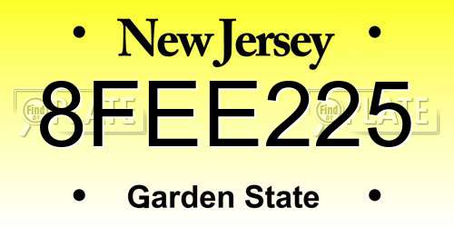 8FEE225 New Jersey License Plate