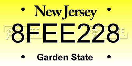 8FEE228 New Jersey License Plate