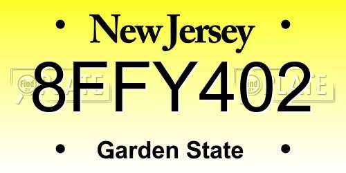 8FFY402 New Jersey License Plate