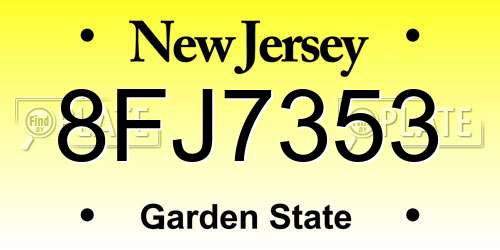 8FJ7353 New Jersey License Plate