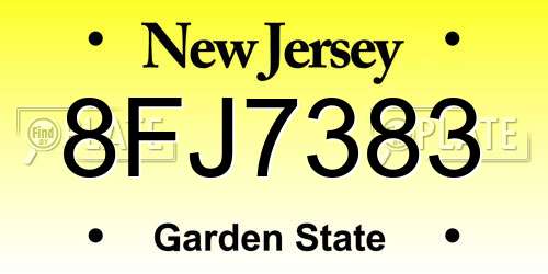 8FJ7383 New Jersey License Plate