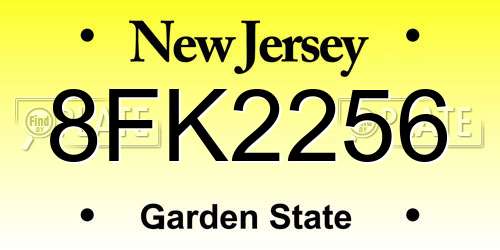 8FK2256 New Jersey License Plate