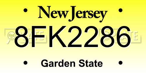 8FK2286 New Jersey License Plate