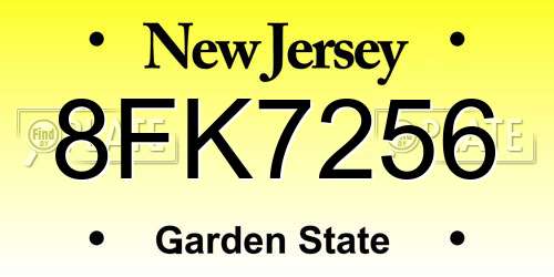 8FK7256 New Jersey License Plate