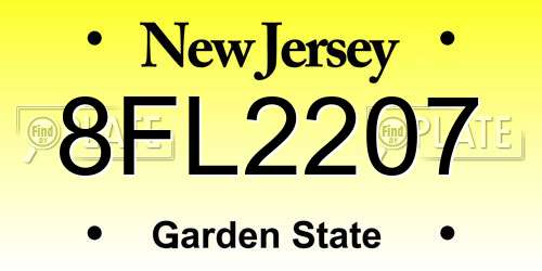 8FL2207 New Jersey License Plate