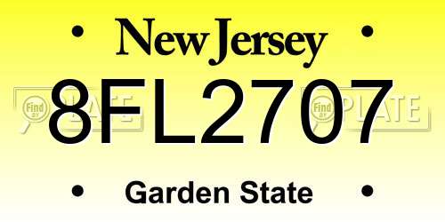 8FL2707 New Jersey License Plate