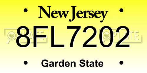 8FL7202 New Jersey License Plate