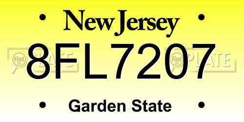 8FL7207 New Jersey License Plate