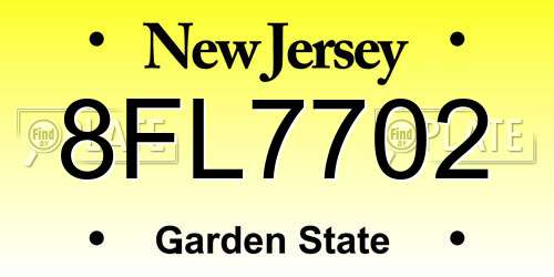 8FL7702 New Jersey License Plate