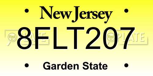8FLT207 New Jersey License Plate