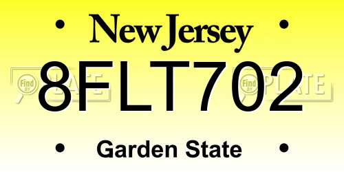 8FLT702 New Jersey License Plate