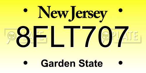 8FLT707 New Jersey License Plate