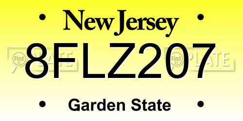 8FLZ207 New Jersey License Plate